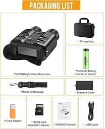Бінокль нічного бачення NV500 5X 1080P (до 500м) Full Dark IR + карта 32G - мініатюра 2