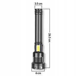 Тактичний ліхтарик Heckermann 1690 LED ZOOM USB 5000 mAH 2500 lm потужний - мініатюра 2