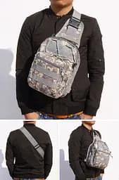 Сумка тактическая военная Molle ВСУ (ЗСУ) Пиксель 8066 20х28х12 см серая