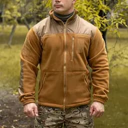 Кофта тактична флісова з накладкиами з плащівки койот, 62