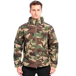 Водонепроникна тактична куртка SOFTSHELL із флісом Solve Woodland KT6000820 розмір S
