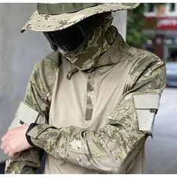 Сорочка чоловіча військова тактична з липучками під шеврони ЗСУ Убакс Туреччина 6583 M хакі
