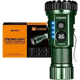 Тактичний ліхтар YEMAO YM-F337X бокові світодіоди червоний, синій, зелений, ультрафіолетовий 3500 LM Сірий-Чорний