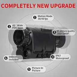 Комплект - монокуляр нічного бачення NVG30 Wi-Fi 940nm + шолом (ABS-пластик) + кріплення (Чорний) - мініатюра 3