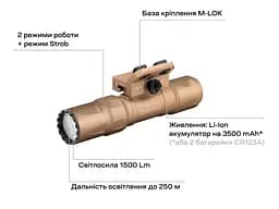 Ліхтар Olight Odin S M-LOK Desert Tan - мініатюра 5