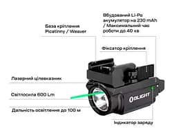 Ліхтар з ЛЦВ Olight Baldr Mini Green Laser Black - мініатюра 13