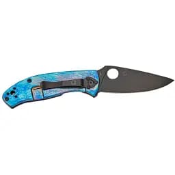 Ніж Spyderco Tenacious Black Blade D2 Titanium Blue - мініатюра 2