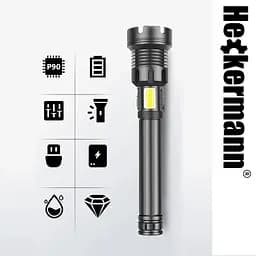 Тактичний ліхтарик Heckermann 1690 LED ZOOM USB 5000 mAH 2500 lm потужний - мініатюра 5