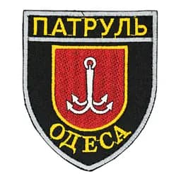 Шеврон Патруль Одеса чорний 7.5*9 см липучка